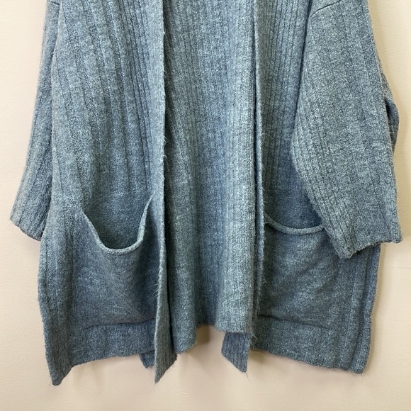 NWOT Topshop Open Oversized Ribbed Cardigan Pockets Boho Stretch Gray Small - Picture 6 of 12